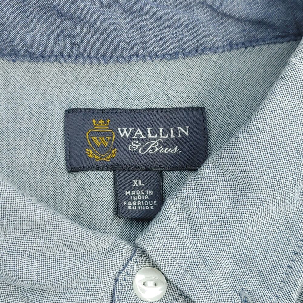 Wallin & Bros. Men's Shirt Size XL Blue Short Sleeve Button Down 100% Cotton - Picture 6 of 11